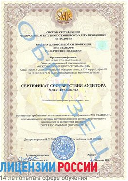 Образец сертификата соответствия аудитора №ST.RU.EXP.00006191-3 Бугульма Сертификат ISO 50001